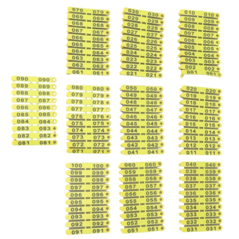 Livestock Ear Tag - 100 Etiquetas Plásticas Numeradas de 001